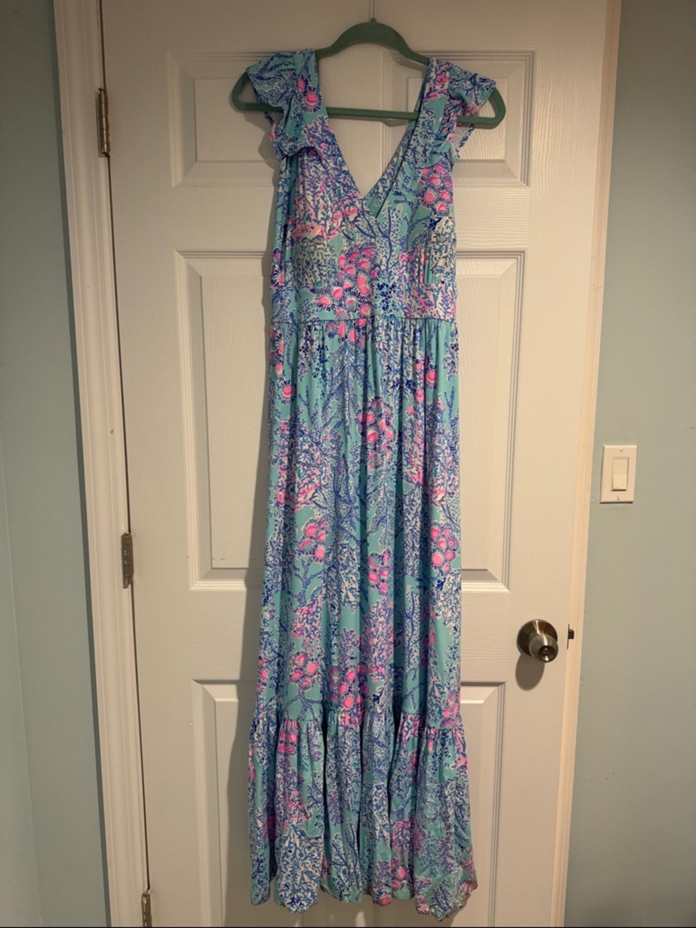 Lilly Pulitzer Pink and Aqua Floral maxi dress